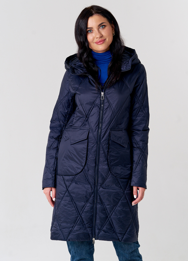 Стеганое полупальто в синем цвете модель № 21580 универмаг малина