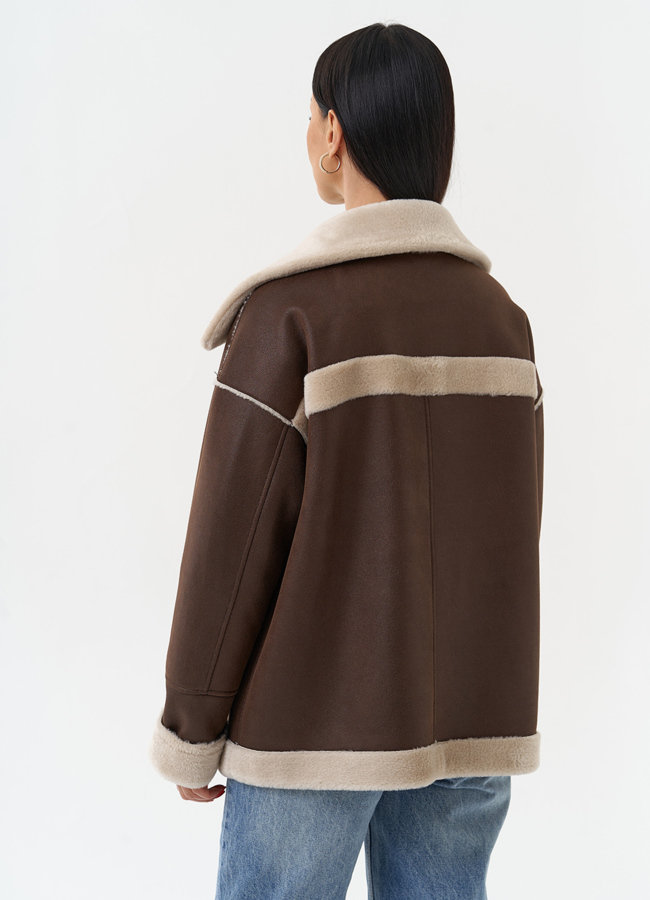 Женская дубленка из эко замши  модель № 29985 в рассрочку