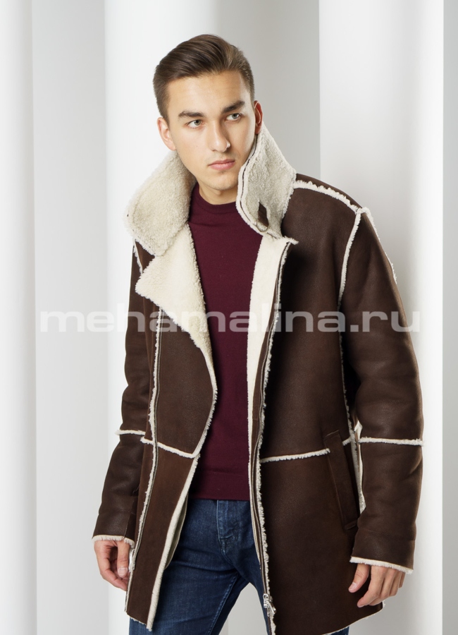 Мужская дубленка премиального качества модель № DM-116 универмаг малина