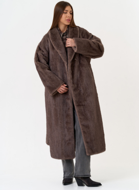 Женская шуба из эко меха с воротником шаль Женская шуба из эко меха с воротником шаль