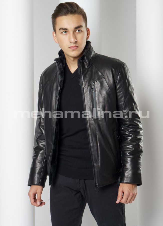 Укороченный пуховик модель № ПМ-98 меха малина