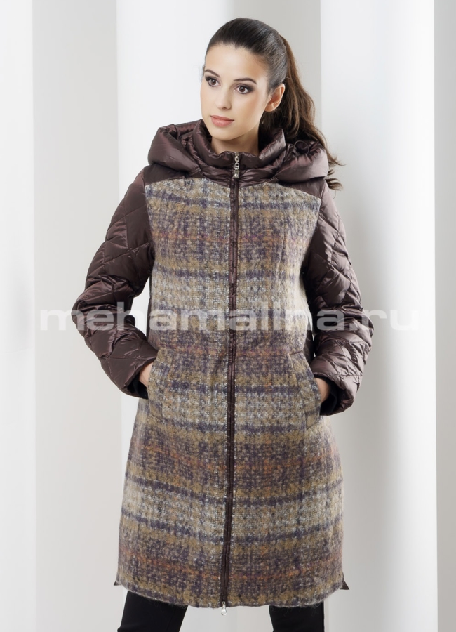 Куртка с капюшном модель № П-77 меха малина