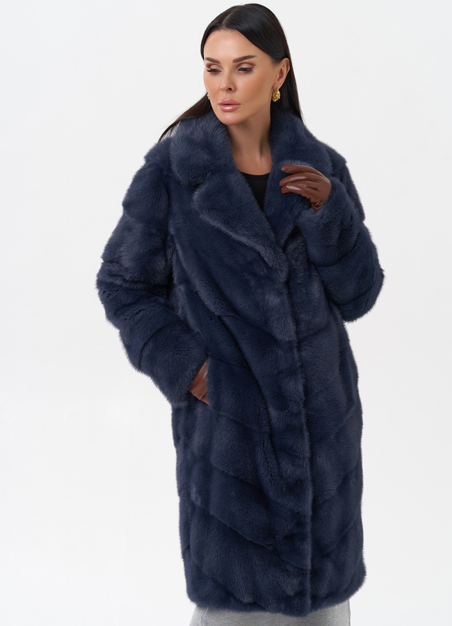 Норковая шуба с английским воротником  модель № 28930 универмаг малина