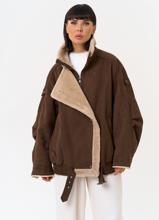 Женский бомбер из эко замши с воротником стойкой модель № 31533 в рассрочку Женский бомбер из эко замши с воротником стойкой модель № 31533 в рассрочку