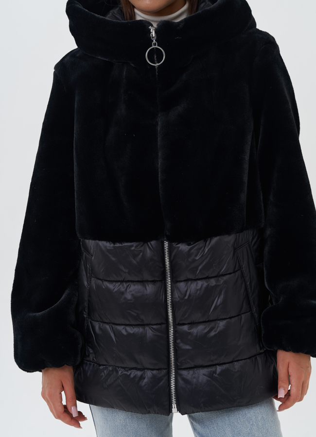 Комбинированный пуховик с шерстью модель № 27654 универмаг малина