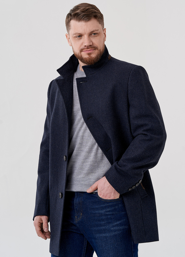 Мужское пальто в темно-синем цвете  модель № 24412 в кредит