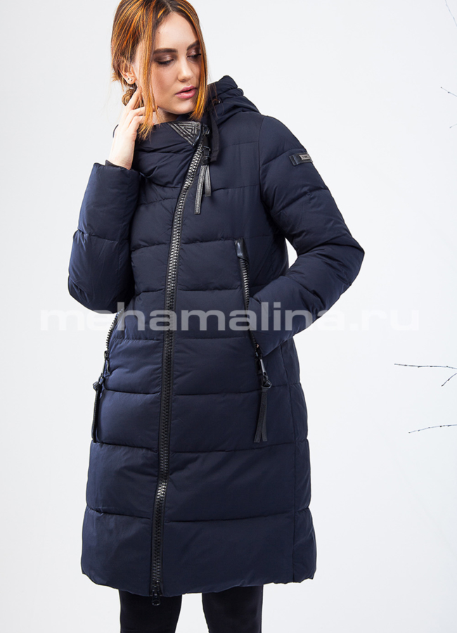 Женский пуховик Clasna модель № П-199 меха малина