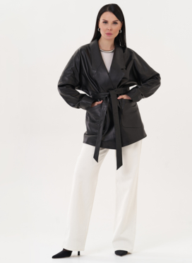 Кожаная куртка-пиджак с поясом