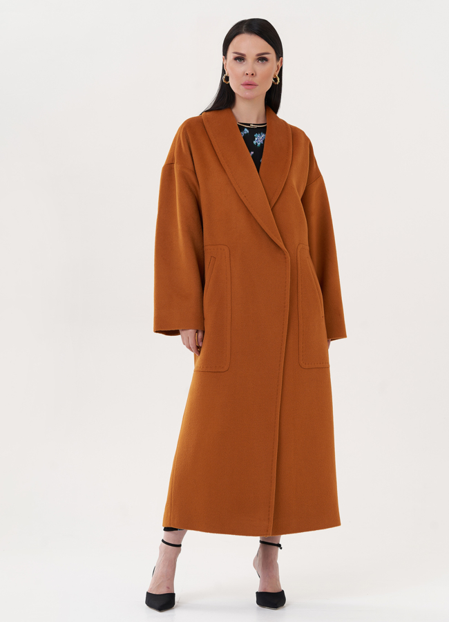 Длинное пальто с воротником шаль модель № 27101 в рассрочку Длинное пальто с воротником шаль модель № 27101 в рассрочку