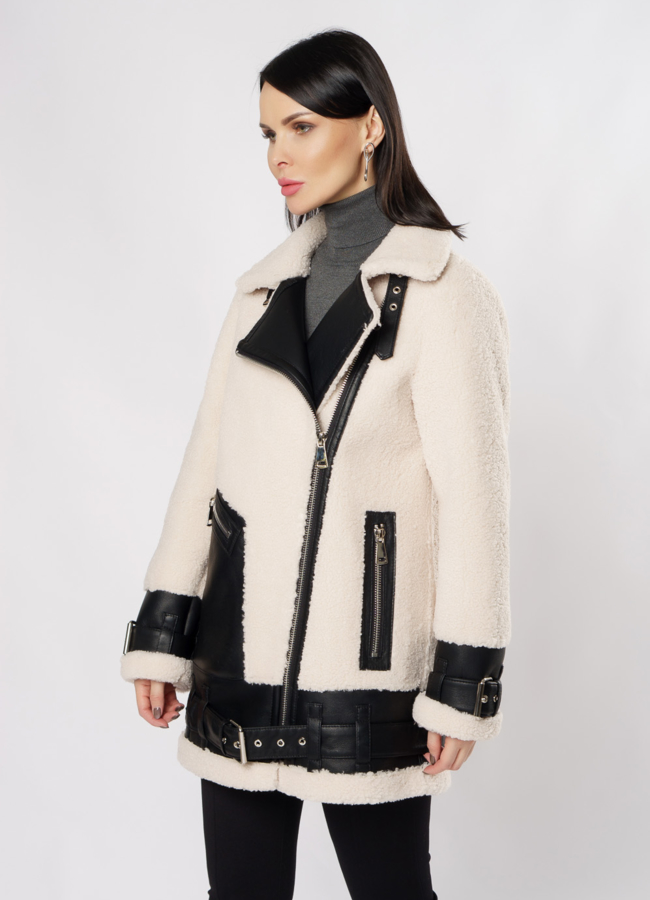 Дубленка пилот из эко кожи модель № 18994 универмаг малина