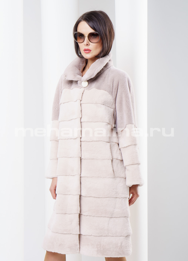 Шуба из кролика Рекс светлая модель № S-268 в рассрочку