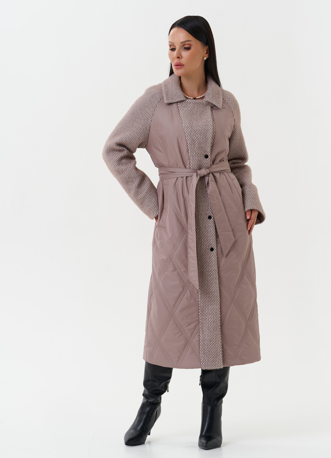 Женское утепленное пальто с английским воротником модель № 27153 в кредит