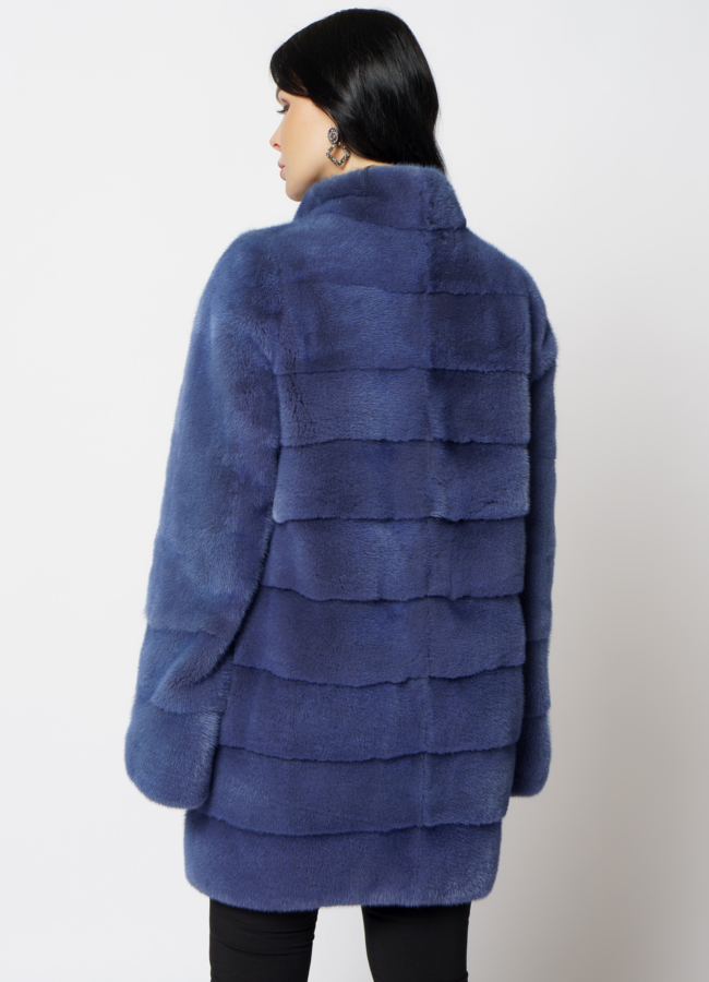 Шуба с воротником стойкой из скандинавской норки модель № 21474 в рассрочку