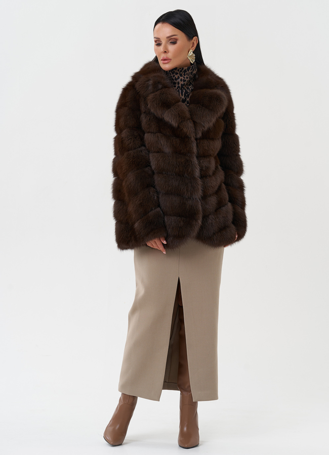 Женская шуба из куницы модель № 28434 универмаг малина