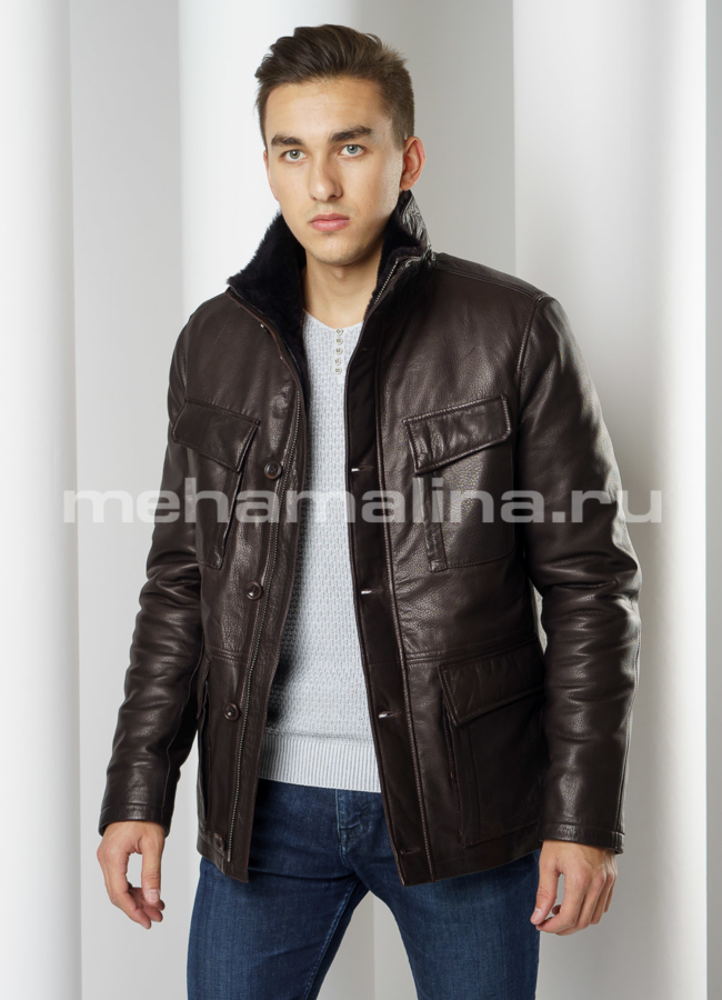 Натуральная дубленка модель № DM-118 универмаг малина