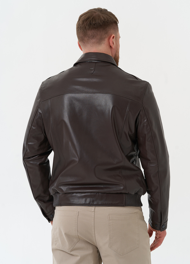 Мужская куртка из натуральной кожи коричневого цвета модель № 30069 в кредит Мужская куртка из натуральной кожи коричневого цвета модель № 30069 в кредит