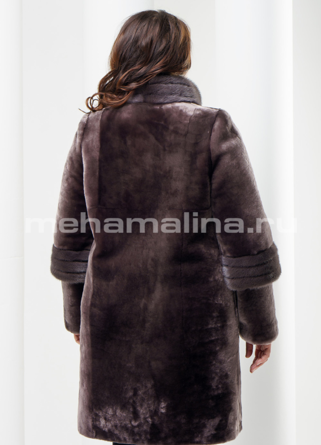 Шуба из мутона воротник стойка модель № S-387 в рассрочку