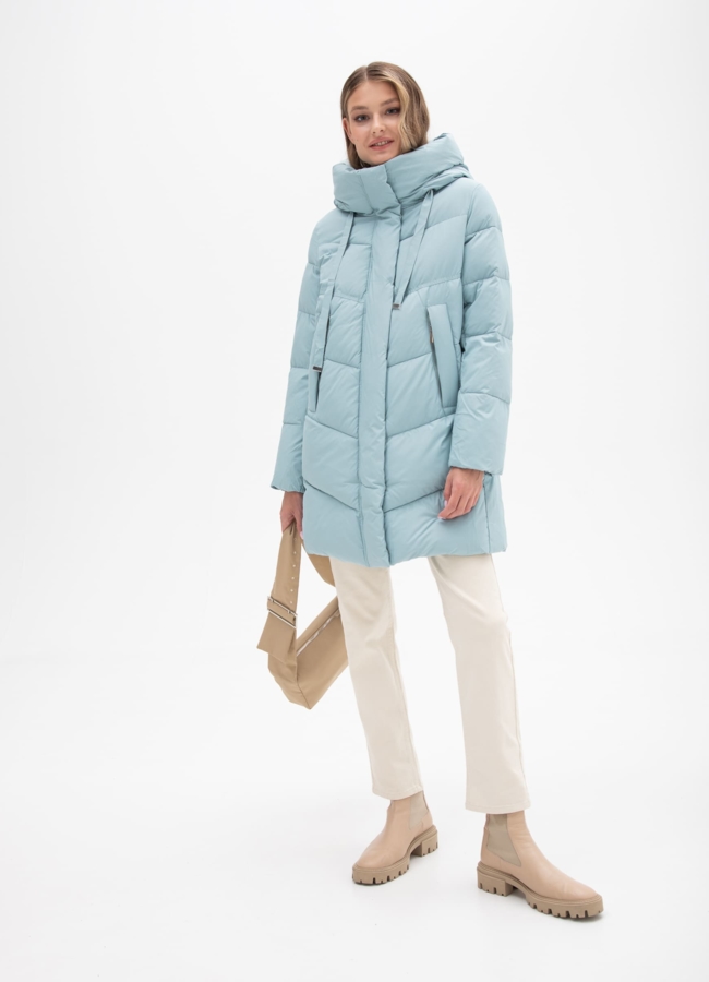 Женский пуховик с капюшоном  модель № 25766 в кредит