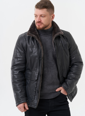 Куртка из натуральной кожи с отделкой из мутона