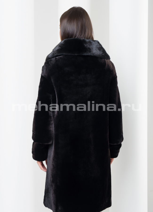 Шуба из мутона, цвет шоколад модель № S-426 в кредит