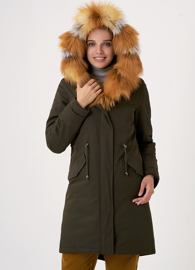 Парка с меховой отделкой из лисы модель № 21799 в рассрочку