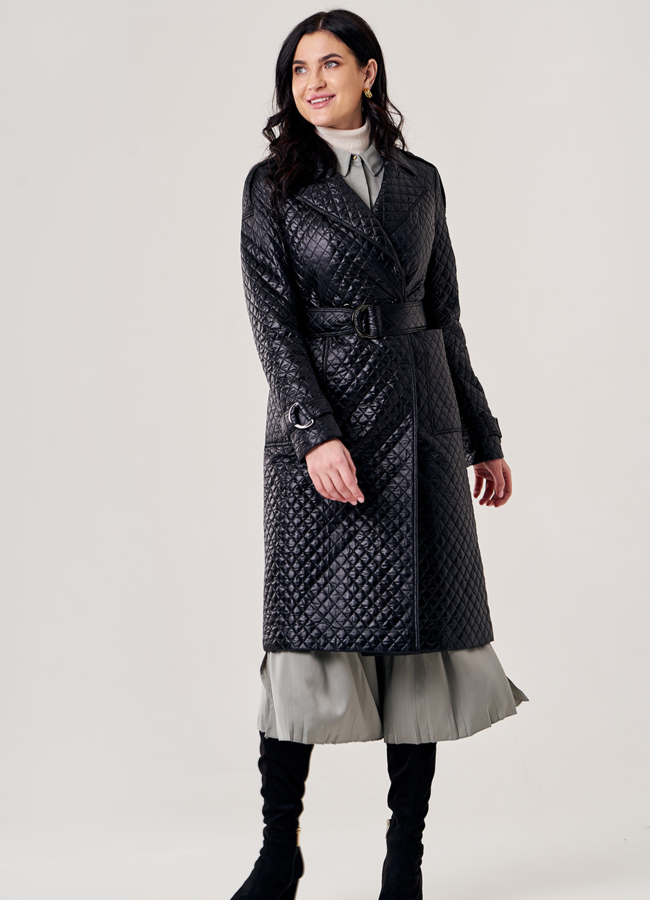 Пальто демисезонное черного цвета модель № 5У-0106/1-2632 в кредит