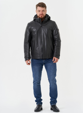 Куртка из натуральной кожи с капюшоном