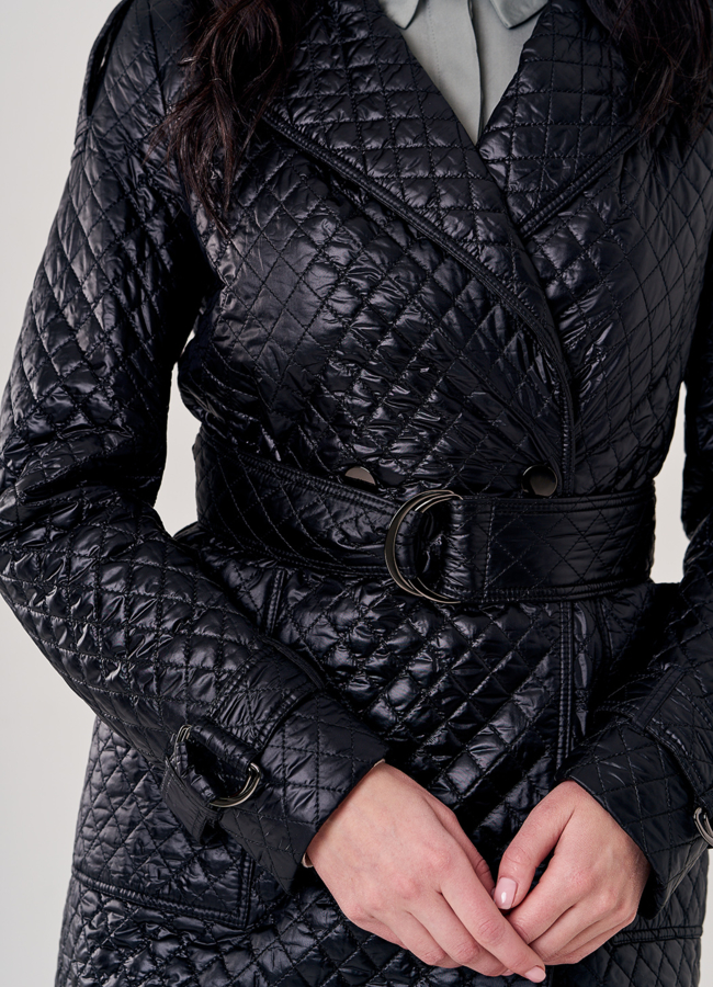 Пальто демисезонное черного цвета модель № 5У-0106/1-2632 универмаг малина