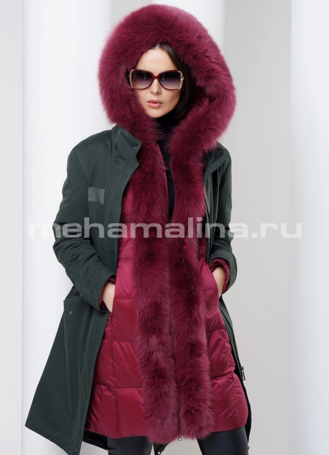 Женская парка модель № П-104 меха малина