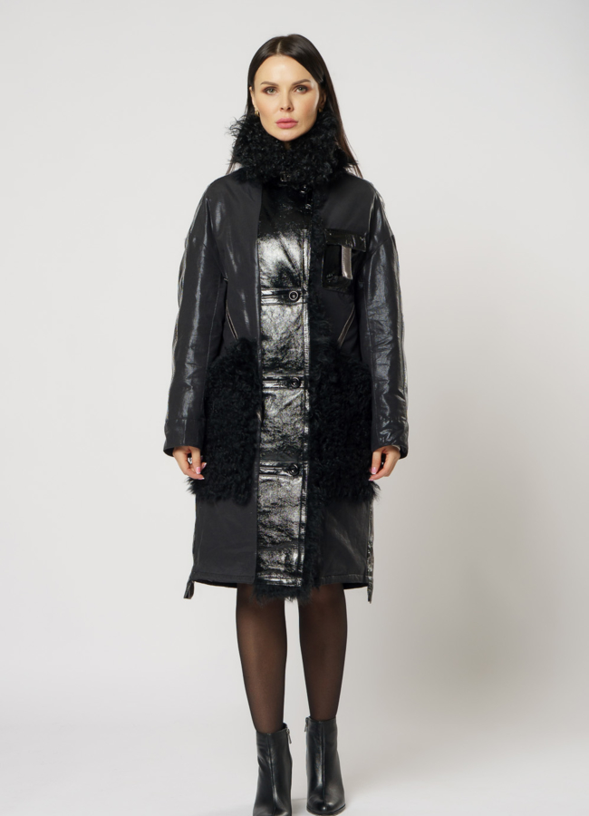 Пуховик двусторонний на пуговицах с английским воротником  модель № 237 в рассрочку