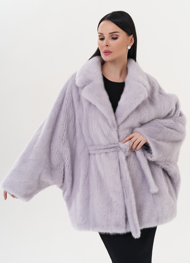 Шуба из норки с поясом модель № 26130 универмаг малина