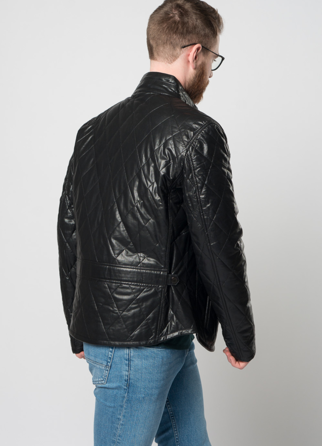 Куртка из эко кожи черного цвета  модель № SF52888D в рассрочку