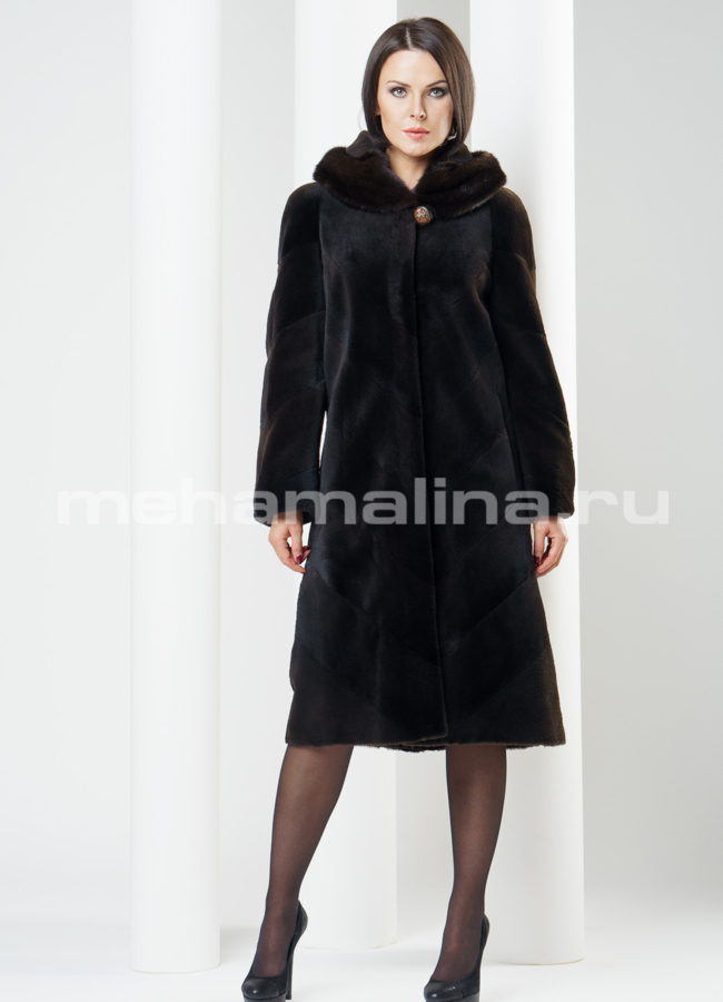 Шуба из стриженной нутрии модель № S-227 меха малина