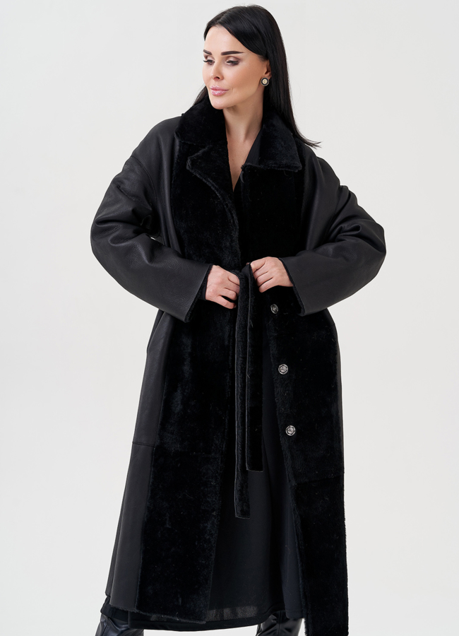 Женская дубленка с английским воротником  модель № 23909 универмаг малина