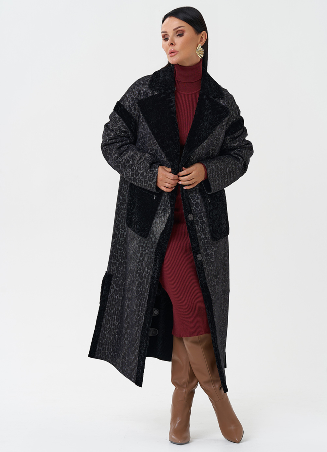 Натуральная двухсторонняя дубленка модель № 28697 универмаг малина