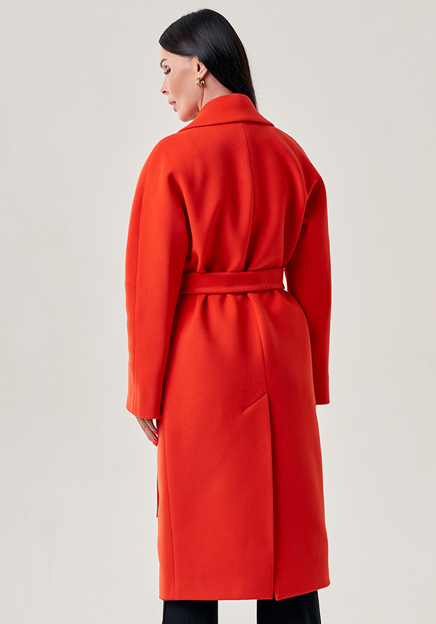 Женское пальто в алом цвете модель № 22943 в кредит