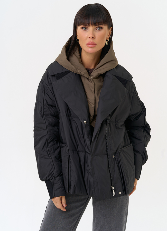 Женская куртка со съемным капюшоном модель № 31545 меха малина