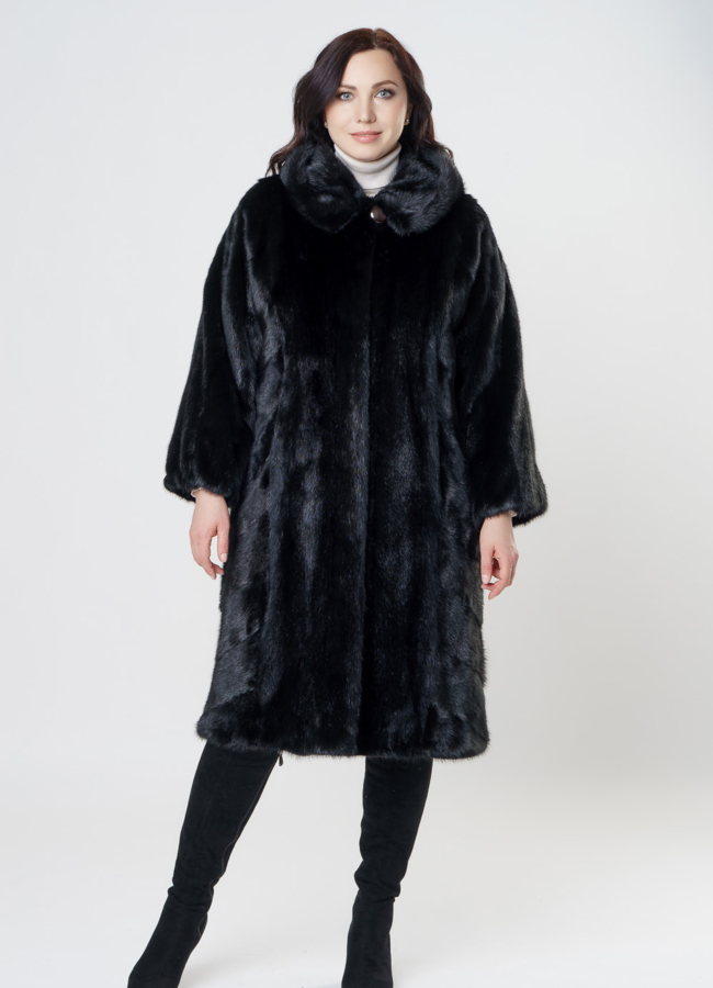 фото Длинная шуба из норки модель № S-1009