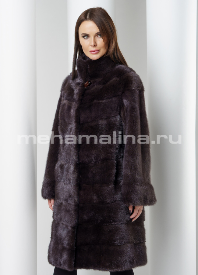 Норковая шуба цвет шоколад модель № S-560 универмаг малина