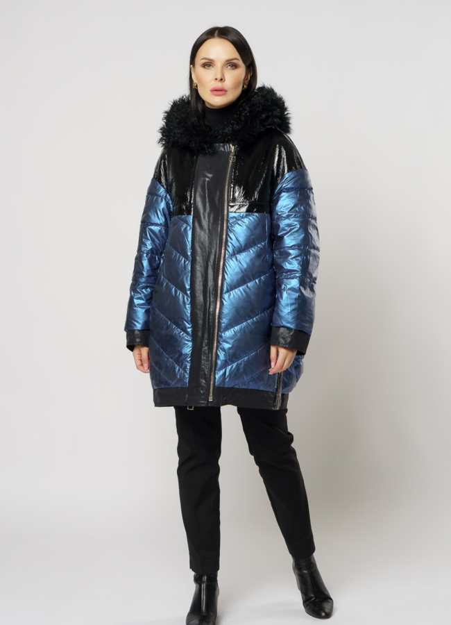 Пуховик двусторонний на молнии с капюшоном модель № 239 в рассрочку