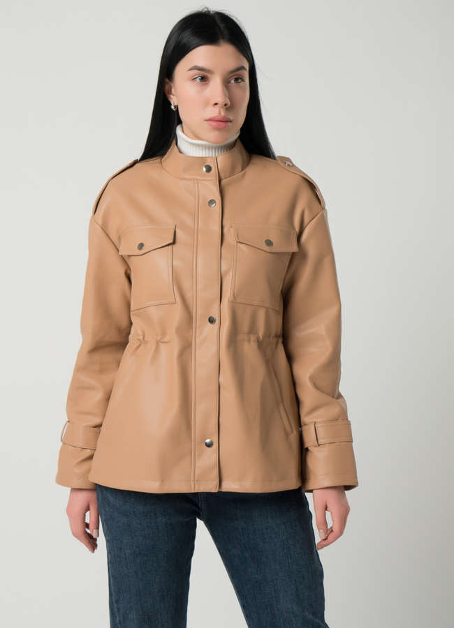 фото Женская куртка-рубашка из эко кожи  модель № 22406