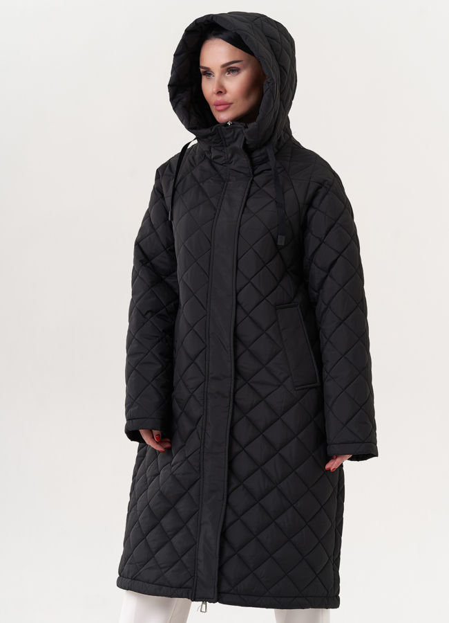 Стеганый пуховик с капюшоном модель № 25619 универмаг малина