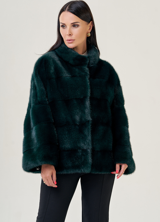 Куртка из норки в зеленом цвете модель № 23100 универмаг малина