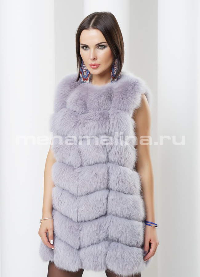 Песцовый жилет модель № M-107 меха малина