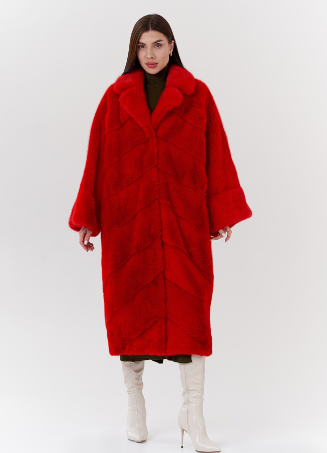 Норковая шуба с английским воротником  модель № 24223 универмаг малина