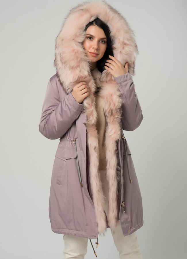 Парка с мехом из енота модель № 73392 универмаг малина