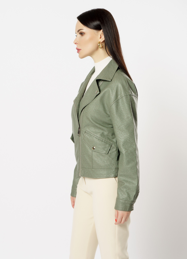 Куртка из эко кожи зеленого цвета модель № 169 универмаг малина