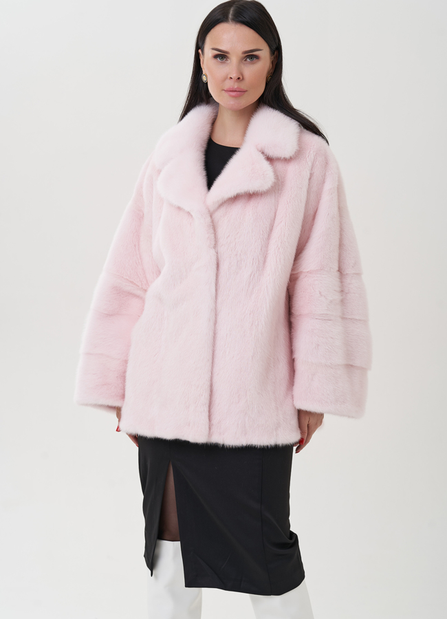 фото Женская норковая шуба с английским воротником  модель № 25276