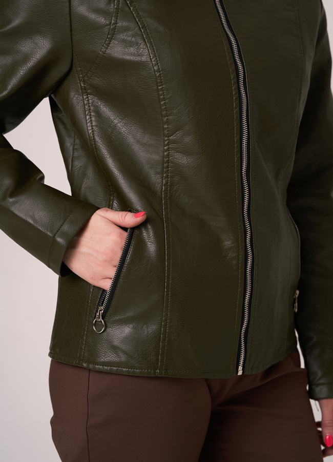 Куртка из эко кожи в зеленом цвете модель № 212-2 в кредит