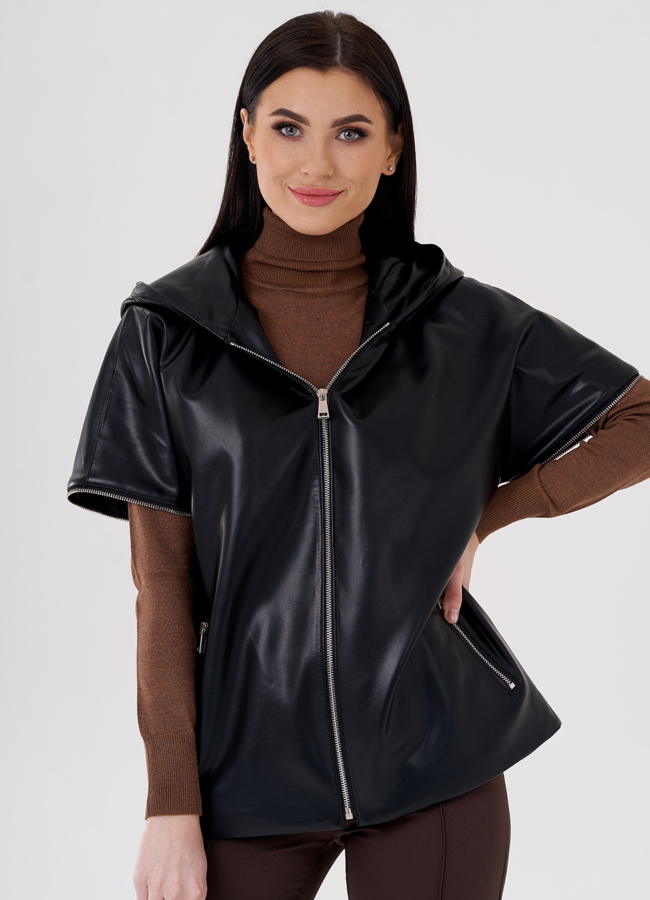 Женская куртка 2 в 1 трансформер с капюшоном  модель № 24211 в рассрочку